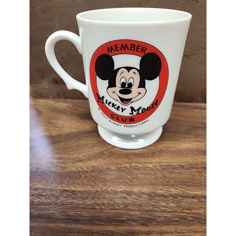 Vintage Mickey Mouse Club Member Mug Walt Disney Productions Pedestal Coffee Cup